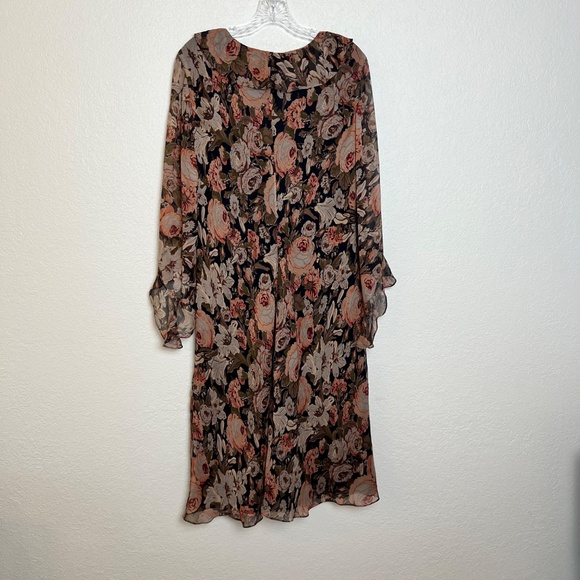 Lauren Ralph Lauren Vintage Antique Floral Silk Ruffle Dress - Picture 2 of 12